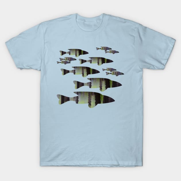 Fish Abstracts- Green Fish T-Shirt by Whisperingpeaks